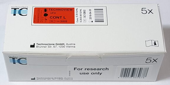 5090072 Technoclone Technoview Unfractionated Heparin UFH Control Low measurement assay detection reagent test kit