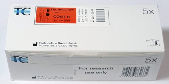 5090074 Technoclone Technoview Unfractionated Heparin UFH Control High measurement assay detection reagent test kit